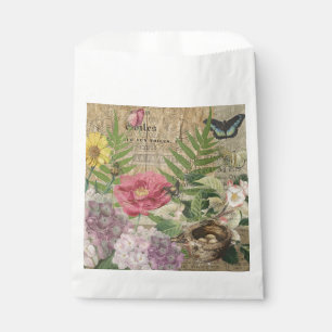 Sacolinha Jardim Floral Ninho de Pássaro Arte Flor Borboleta