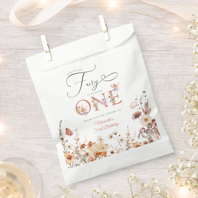 Sacolinha Jardim Floral Pequeno Fada Primeiro Aniversário (Cortado)