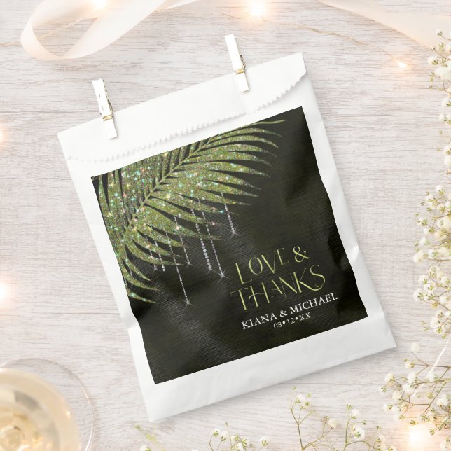 Sacolinha Jewel Palm Leaf Wedding Love Obrigados Green ID83 (Cortado)