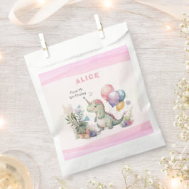 Sacolinha Jovem Dinossauro Rosa Pia-Cor-d'água Aniversário