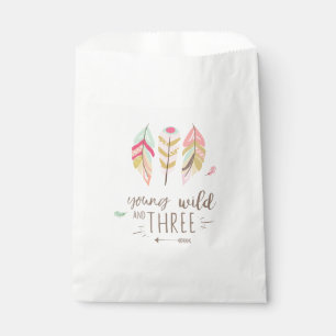 Sacolinha Jovem Selvagem e saco de três favores Boho Feather