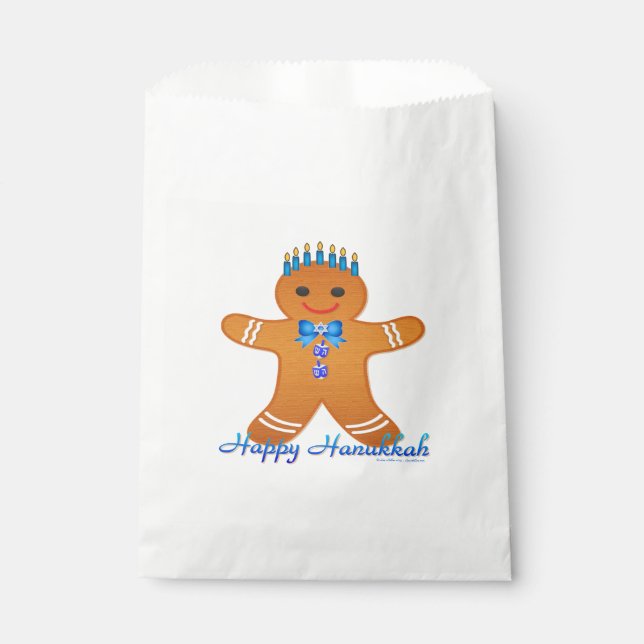 Sacolinha Judaica Hanukkah Gingerpão Man Menorah (Frente)