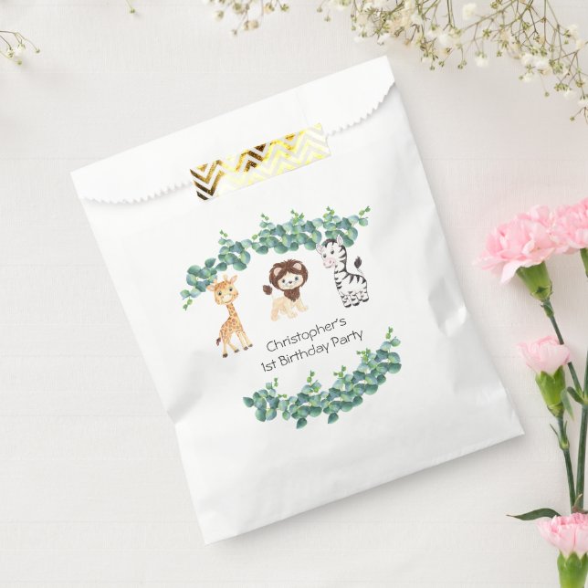 Sacolinha Jungle Safari Boys Giraffe Lion Zebra primeiro ani (Selado)