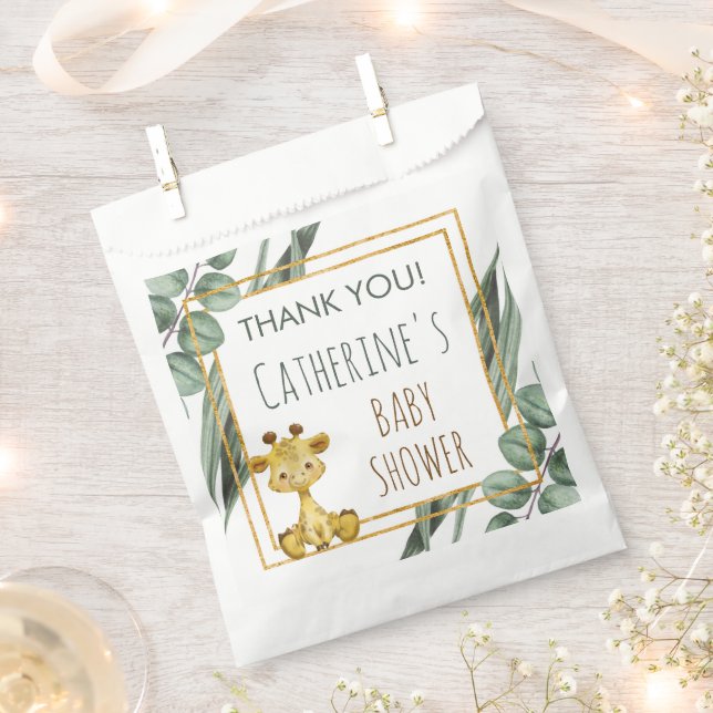 Sacolinha Jungle Safari Giraffe Chá de fraldas Obrigado (Cortado)