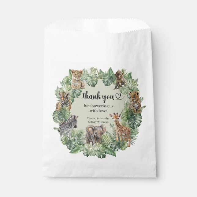 Sacolinha Jungle Safari Giraffe Palms Deixa Chá de fraldas (Frente)