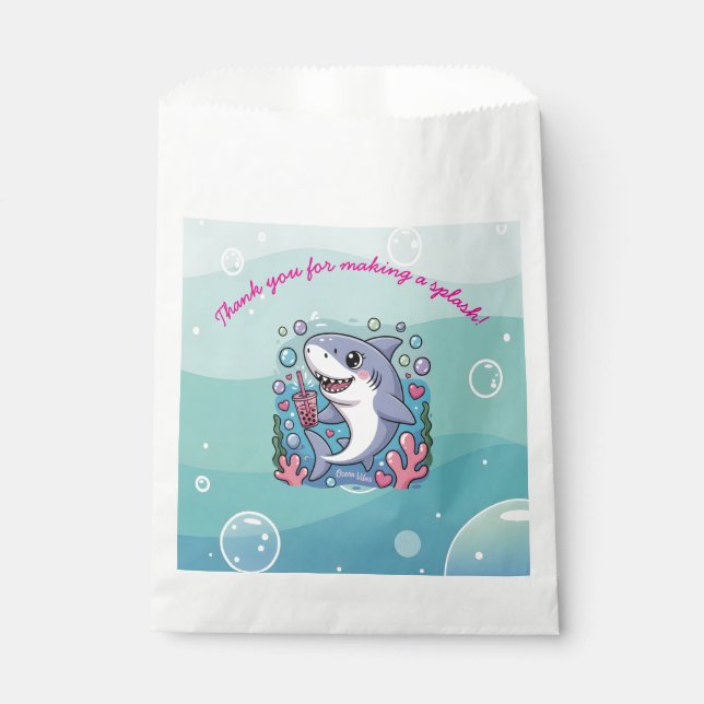 Sacolinha Kawaii Boba Shark "Ocean Vibes" Sob O Mar (Frente)