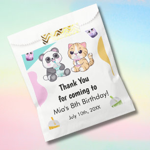 Sacolinha Kawaii Panda & Tiger Bubble Tea Aniversário Infant