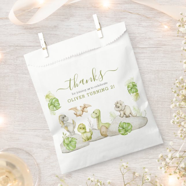 Sacolinha Kids Watercolor Festa de aniversário do Dinossauro (Cortado)