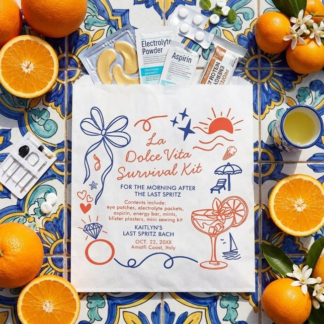 Sacolinha La Dolce Vita Bachelorette Party Survival Kit (Criador carregado)