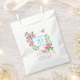 Sacolinha Laço de Rosa Rosa de 70 Anos de Idade