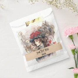 Sacolinha Lady no Red Namorados Kiss steampunk watercolor