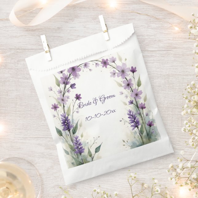 Sacolinha Lavender Lilac Floral Arch Wedding Favor Bag (Cortado)