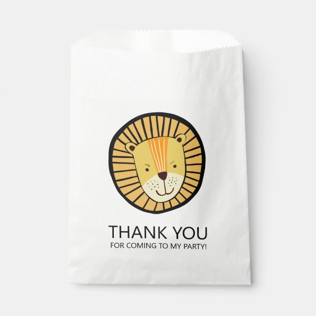 Sacolinha Leão Selva Obrigado Aniversário de criança (Frente)