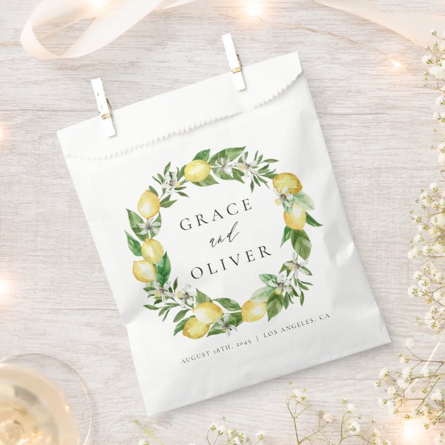 Sacolinha Lemon Botânico e Greenery Obrigado Casamento (Cortado)