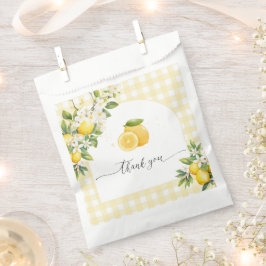 Sacolinha Lemon Citrus Baby Shower Yellow Gingham