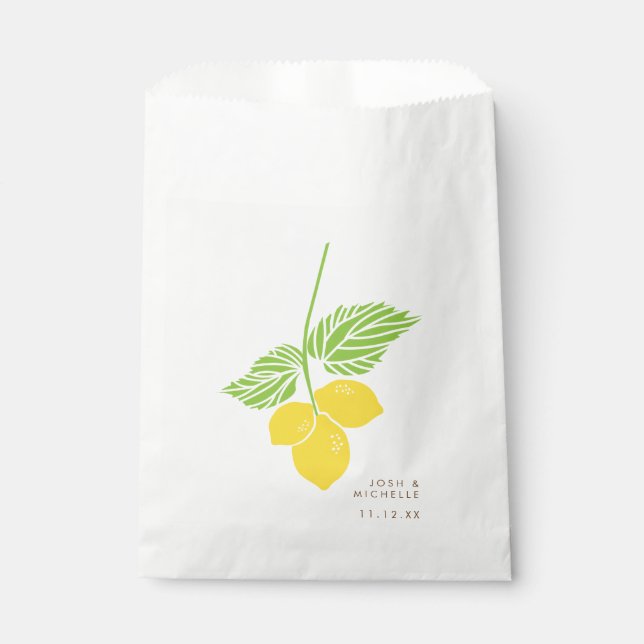 Sacolinha Lemon Favor Bag, bolsa de favor de casamento, chá (Frente)
