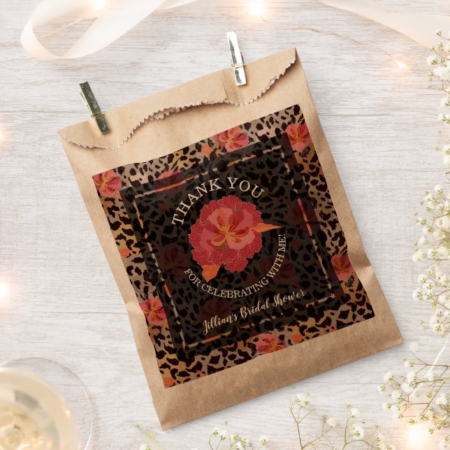 Sacolinha Leopard Floral Chá de panela Obrigado (Cortado)