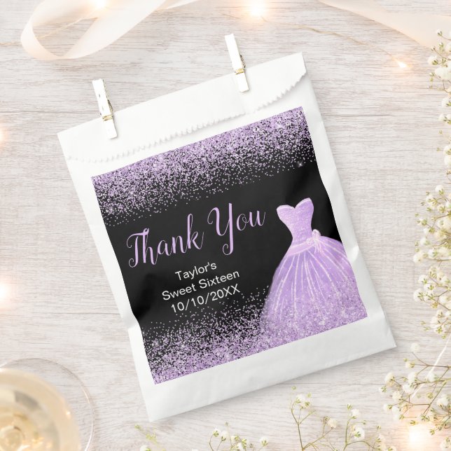 Sacolinha Light Purple Dress Faux Glitter Sweet 16 Birthday (Cortado)