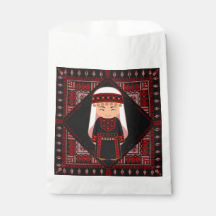 Sacolinha Linda menina palestina Embroiderada tatreez vermel
