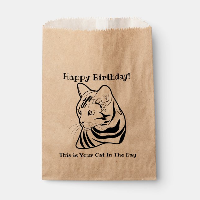 Sacolinha LIne Art Engraçado Cat 2 No Saco Personalizado (Frente)