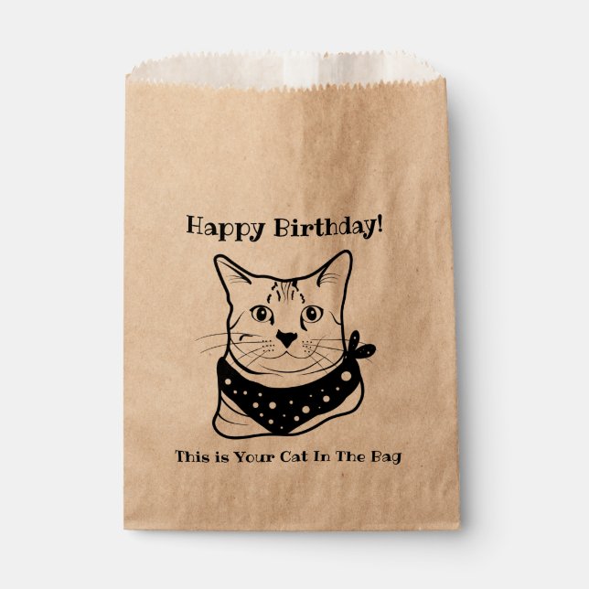 Sacolinha LIne Art Engraçado Cat 3 No Saco Personalizado (Frente)