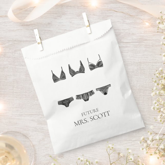 Sacolinha Lingerie Rosa e Preto Chuva de Presentes Presente  (Cortado)