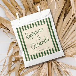 Sacolinha Listras Verdes Garrafa Casamento Retro Minimalista