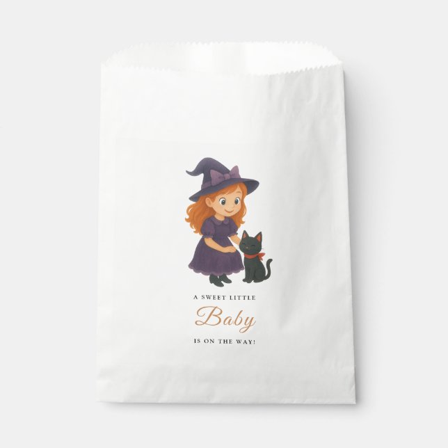 Sacolinha Little Witch & Cat | Halloween Girl Baby Shower (Frente)