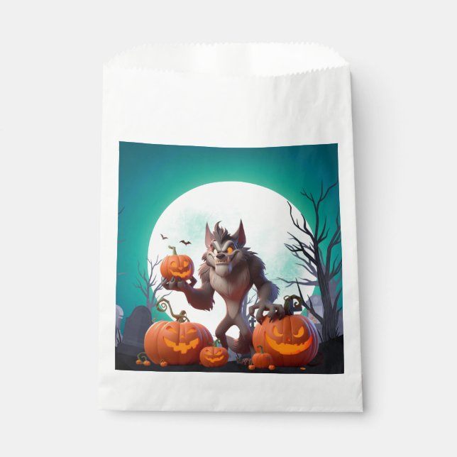 Sacolinha Lobisomem e abóboras do Halloween (Frente)