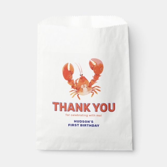 Sacolinha Lobster Kids Birthday Thank You (Frente)