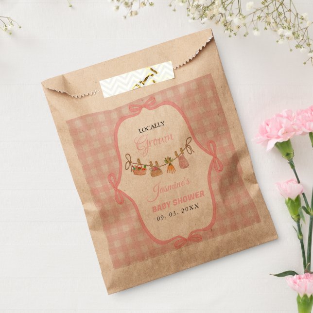 Sacolinha Locally grown Pink girlbaby shower  Baby sprinkle  (Selado)