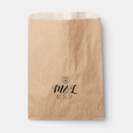 Sacolinha Logotipo de Casamento Preto Corações Minimalistas