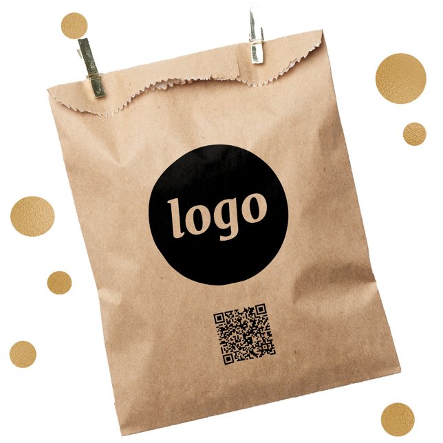 Sacolinha Logotipo simples Promocional para empresa QR Code  (Simple logo with QR code business branding promotional packaging paper bag)
