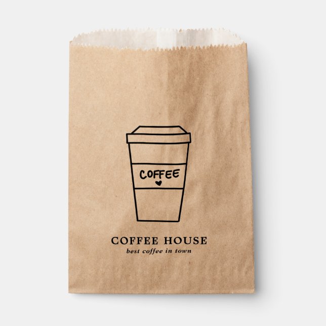 Sacolinha Loja de Café Xícara Marrom Fofa (Frente)