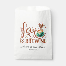 Sacolinha Love Is Brewing Bridal Shower Romantic Heart 