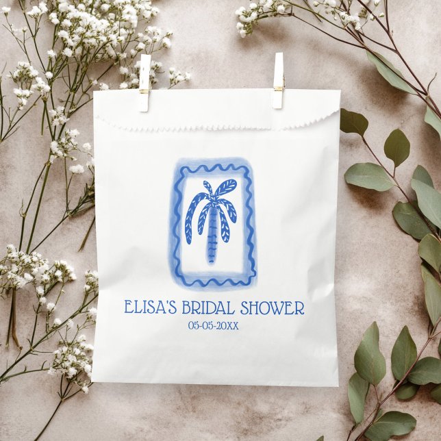Sacolinha LoveNotes do Chá de panela PERSONALIZADO da Árvore (LoveNotes from Sea Palm Tree CUSTOM Bridal Shower Favor Bag
)