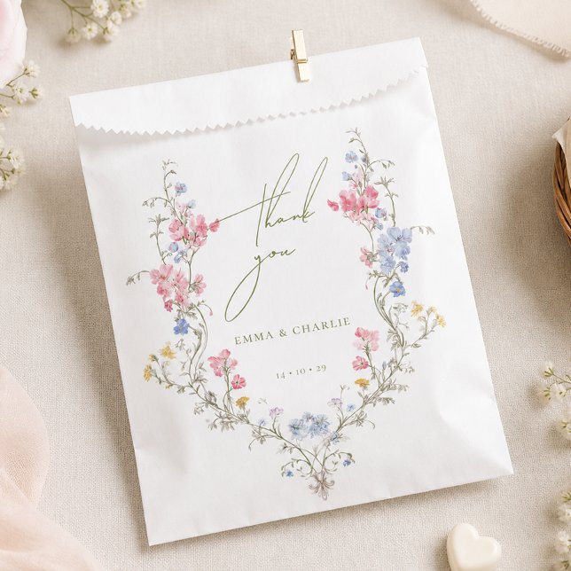 Sacolinha Lush Boho Flores Silvestres Casamento Elegante (Lush Boho Wildflowers Elegant Wedding Favor Bag)