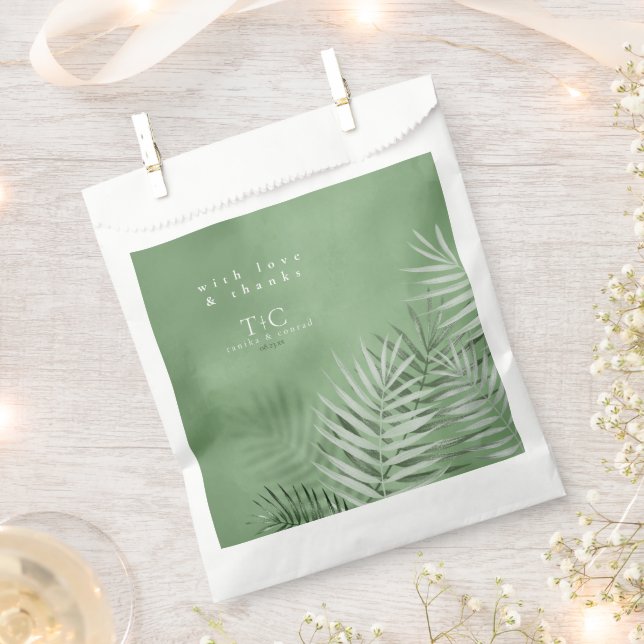 Sacolinha Lush Palm Leaf Wedding Obrigados Moss Green ID956 (Cortado)