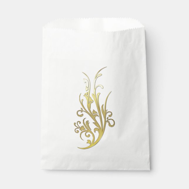 Sacolinha Luxo Abstrato Flor Falso Dourado (Frente)