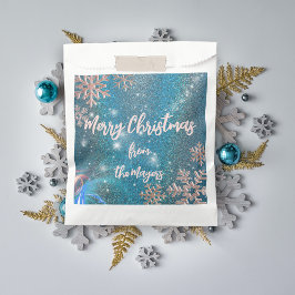 Sacolinha Luxo Elegante Azul Natal Inverno Maravilha de Nata