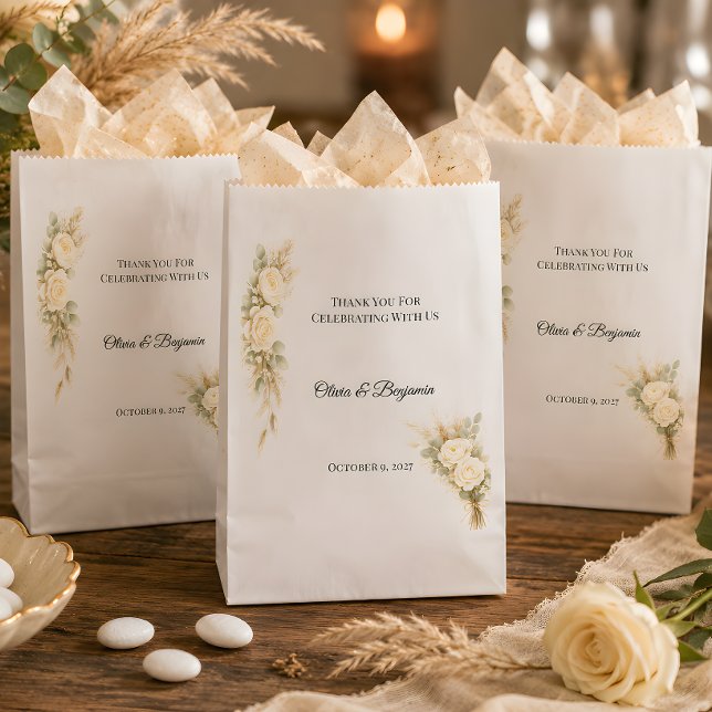 Sacolinha Luxo Rústico Com Florais de Grama de Pampas (Part of the luxury rustic wedding them collection, favor bags)