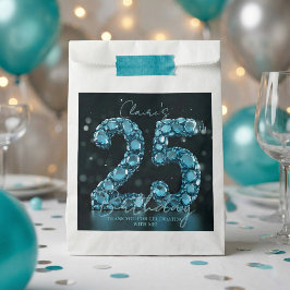 Sacolinha Luxury Glam Teal Blue 3D Bubble Gems 25th Birthday