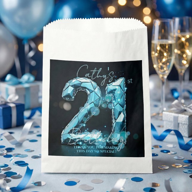 Sacolinha Luxury Glam Teal Blue Crystal 21st Birthday Party (Criador carregado)