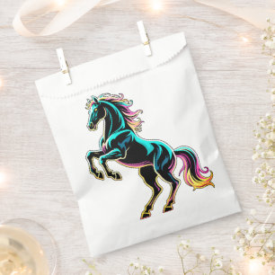 Sacolinha Luz Neon de Cavalo Glitch Estilo Retro