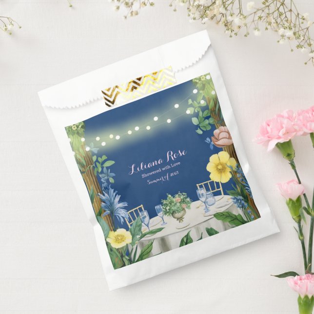 Sacolinha Luzes Bruxuleantes Jardim Floral Azul Chá de Noiva (Selado)