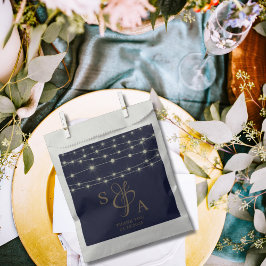 Sacolinha Luzes de corda rústicas em azul marinho e dourado