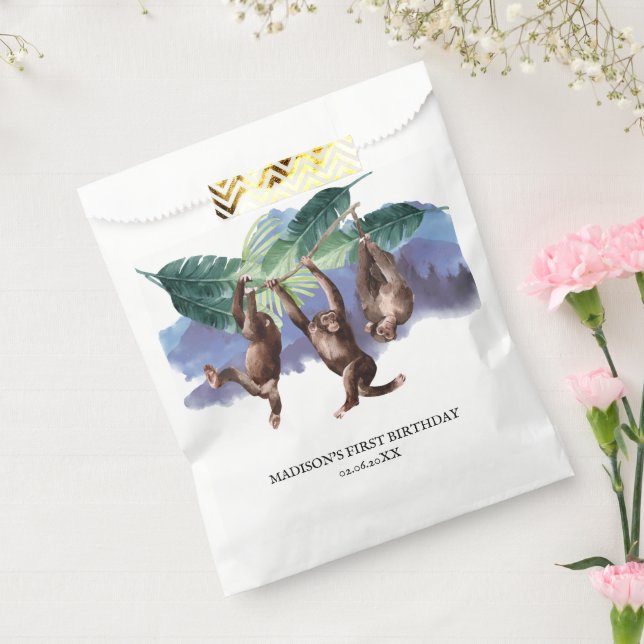 Sacolinha Macaco Personalizado da Floresta de Aniversário (Selado)