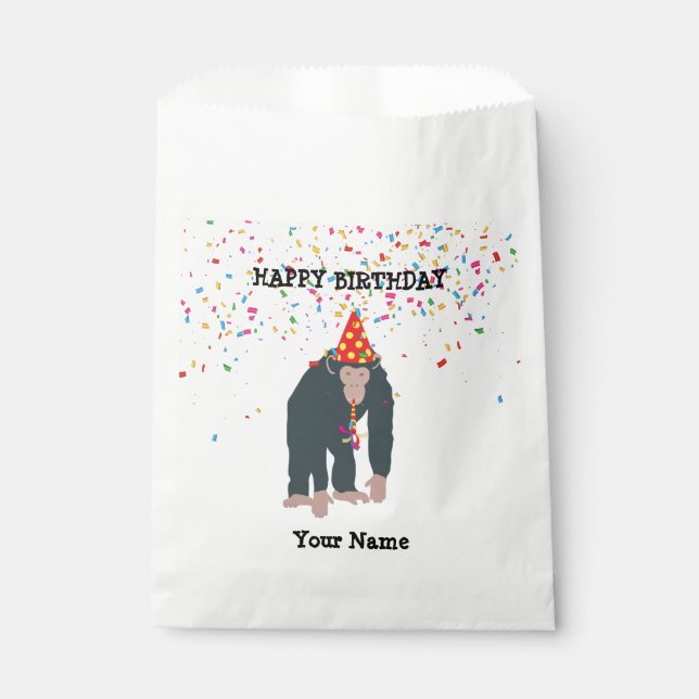 Sacolinha Macacos-chimpanzé festejando animais com festa (Frente)