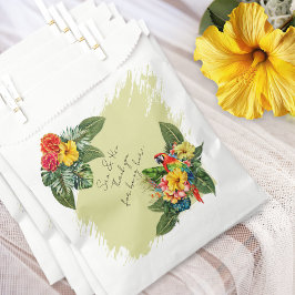Sacolinha Macaw Hawaiian Flowers Tropical Weding Favor Bolsa