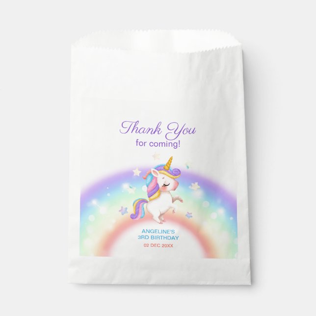 Sacolinha Magical Day Rainbow Stars Unicorn Birthday  (Frente)